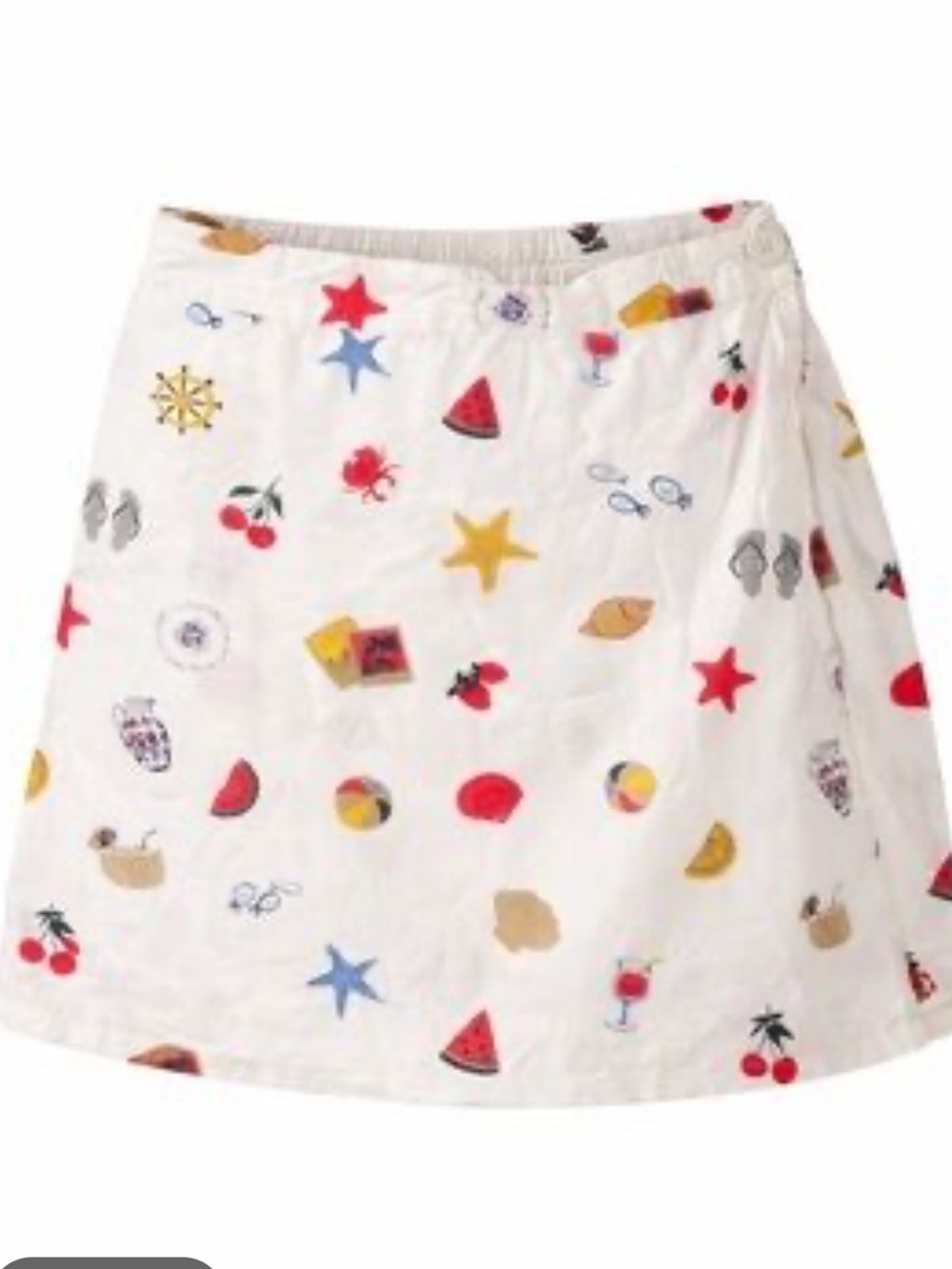 Midnight Sky White Linen Blend Skirt Coastal Vacation Summer Print Size Large